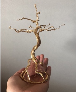 Life <b>Tree</b> Natural hand wrapped wire <b>tree</b> w rose quart chunk healing gemstone lucky and wealth - Product Image 1