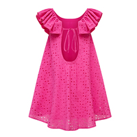 Custom Oem Pink a Line Mini barboteuse en coton brodé à œillets Robe décontractée pour femmes