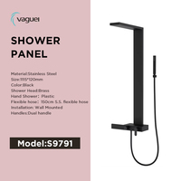 Panneau de douche mural en acier inoxydable noir avec étagères, nouveau modèle Vaguel Taizhou