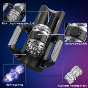 Masturbador Automático <span class=keywords><strong>Plegable</strong></span> de 12 cm con Movimiento de Empuje, Sensación Realista al Tacto, Soporte Estable para Teléfono, Mango Negro, 100% Impermeable - Product Image 4