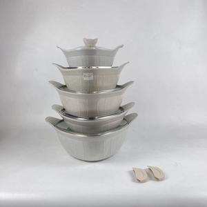 Set di Pentole Ecologiche RTS 12 Pezzi, Rivestimento in Marmo Bianco, Costruzione in Alluminio Pressofuso Monoblocco, Coperchi in Vetro, Include Pentola <span class=keywords><strong>Olandese</strong></span> - Product Image 1