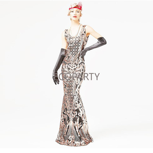 Fait sur mesure 6 pièces/styles femmes 30s 1920 clapet Gatsby <span class=keywords><strong>robe</strong></span> <span class=keywords><strong>robe</strong></span> de Cocktail fête longue soirée de mariage <span class=keywords><strong>robe</strong></span> formelle porter des robes - Product Image 5