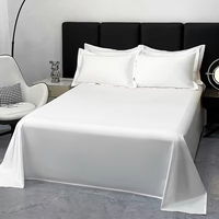Ensemble de literie en coton 100% premium, couleur unie, 300 fils, tissage 60s, luxe, lavable, 3 pièces, drap plat