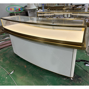 High Level Luxury Earrings Stand Holder Jewelry Store Wall Mount Glass Jewelry <strong>Display</strong> Table Case Gold stainless steel <strong>counter</strong> - Product Image 6