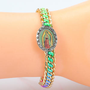 LC20250516 도매 수제 마크라메 레드 스트링 로프 가톨릭 조정 가능한 세인트 주드 성모 마리아 팔찌 종교 묵주 - Product Image 5