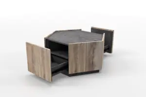 Modern Small Wooden Nesting Outdoor Cafe Coffee End Side Table And Chairs Set Rectangle For Coffee Shop