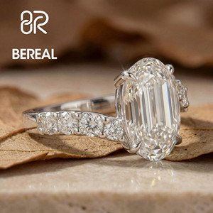 IGI Certified Vvs CVD Lab Grown Diamond Engagement <b>Ring</b> Women Custom <b>925</b> <b>Silver</b> Oval Lab Created Diamond Pave <b>Ring</b> Fine Jewelry - Product Image 2