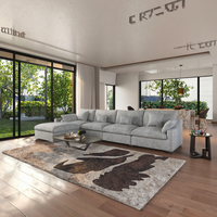 Ensemble de canapés d'angle modulaires modernes Clouds pour salon, en tissu crème, coton et lin silencieux, amovible et lavable, avec éponge et acier inoxydable