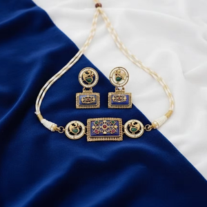 Ensemble de collier de fête en or antique, design de bijoux, polissage mehendi, élégant, bijoux traditionnels, parfait pour les femmes - Product Image 1