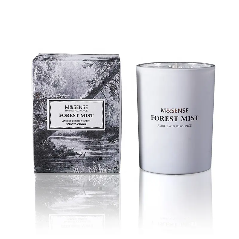 M & Sense Forest Mist Verschiedene langlebige mit Dekoration Coconut Gel Glas Jar Candle Wax