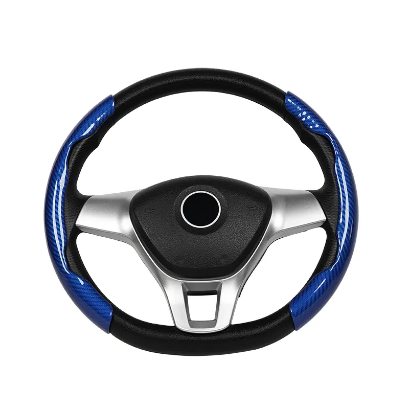 Accessori Auto coprivolante universale in fibra di carbonio blu copri volante Auto