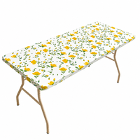 Nappe en PEVA à imprimé floral jaune, bord élastique, ajustée, extensible, imperméable, jetable, pour Pâques, baby shower