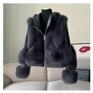 Fashion Design Genuine Leather Jackets Real Fox Fur Coats Thick Animal Fur Coat Winter Warm Outwear S7957