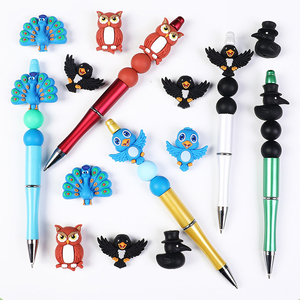 Colorful <b>Silicone</b> Animal <b>Beads</b> For Pen Decoration Mixed Shapes Owl Peacock Bird Charms DIY Accessories - Product Image 5