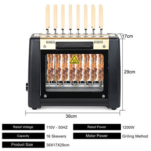 Asador Eléctrico Sin Humo, Máquina de Brochetas con Rotación Automática, Asador de Kebab y Shashlik para Encimera, para el Hogar - Product Image 6