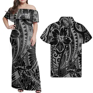Эластичное пляжное платье без рукавов, полинезийское племенное платье с цветочным принтом, оборками на одно плечо, женские платья и юбки с индивидуальным логотипом