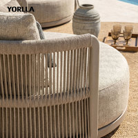 Cama de Día Redonda de Lujo Moderna para Exteriores, Sofá Tumbona de Mimbre para Patio, para Hoteles, Resorts y Piscinas