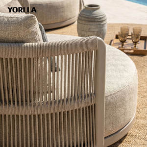 Cama de Día Redonda de Lujo Moderna para Exteriores, Sofá Tumbona de Mimbre para Patio, para Hoteles, Resorts y Piscinas - Product Image 5