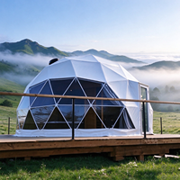 Tente Dôme Géodésique Scénique pour Hébergement en Colline, Tente Dôme de Glamping Extérieure Coupe-Vent pour Station Balnéaire et Camping