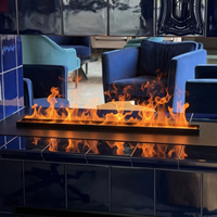 Cheminée électrique à vapeur d'eau linéaire personnalisée, effet flamme 3D, insert encastrable, contrôle par application à distance pour mur TV