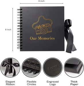 <span class=keywords><strong>Album</strong></span> photo DIY <span class=keywords><strong>noir</strong></span> avec feuille d'<span class=keywords><strong>or</strong></span>, 80 pages, livre de souvenirs, couverture artisanale en kraft - Product Image 2