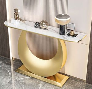 Mesa Consola de Lujo Dorada <span class=keywords><strong>para</strong></span> Sala de Estar, Diseño Nórdico Moderno, Mesa Consola de Acero Inoxidable <span class=keywords><strong>para</strong></span> Entrada - Product Image 4