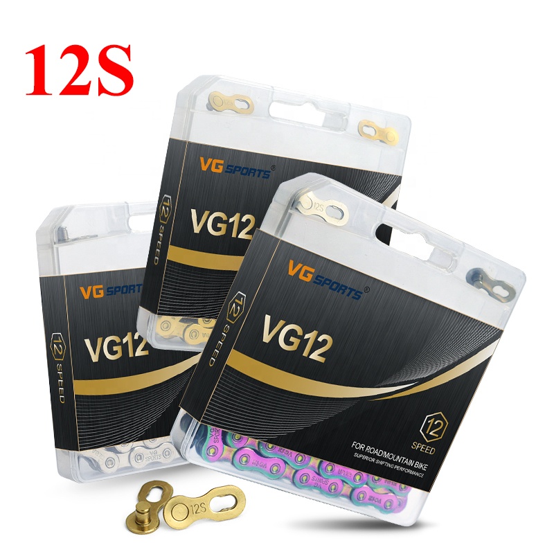 Сверхлегкая цепь для горного велосипеда, 12 скоростей, 116L 126L, неполые цепи, цвет Радужный, золотистый/серебристый, запчасти