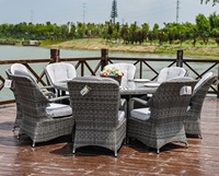 Ensemble de canapés de terrasse en aluminium rembourré en osier, tendance et unique, pour salle à manger en plein air, salon, design contemporain, gris