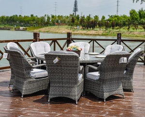 Set di Divani da Terrazza <span class=keywords><strong>in</strong></span> Vimini con Telaio <span class=keywords><strong>in</strong></span> <span class=keywords><strong>Alluminio</strong></span>, Design Contemporaneo <span class=keywords><strong>per</strong></span> Sala da Pranzo e Soggiorno all'Aperto, Colore Grigio - Product Image 3