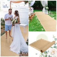 Tapis d'allée en toile de jute naturelle extra long pour mariage, extérieur, pour cérémonie de mariage, tapis d'intérieur rustique pour passerelle