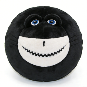 Customized Shark plush pillow, <b>Round</b> shark <b>cushion</b>, Black white shark plush, Shark face throw pillow, Ocean animal plush toy - Product Image 1