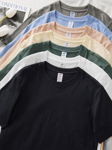 250g coton à manches courtes T-Shirt unisexe col rond couleur pure impression vierge écologique respirant décontracté en gros - Product Image 3