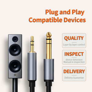3.5มม. AUX ตัวผู้ถึง6.35มม. <span class=keywords><strong>สาย</strong></span>เคเบิล <span class=keywords><strong>TRS</strong></span> ชุบทองอะแดปเตอร์เสียงสเตอริโอขั้วต่อ<span class=keywords><strong>สัญญาณ</strong></span>ที่สมดุลสำหรับ<span class=keywords><strong>สัญญาณ</strong></span>เสียง - Product Image 3