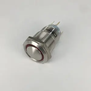 CMP Metal paslanmaz çelik veya krom 19mm nokta LED ışık boynuz basmalı düğme anahtarı