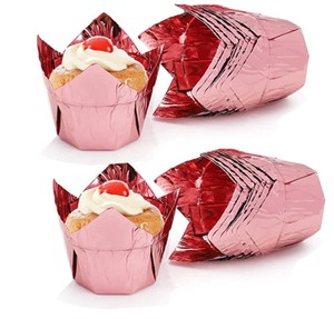 Involucro di caramelle <span class=keywords><strong>in</strong></span> foglio di <span class=keywords><strong>alluminio</strong></span> fodere per Cupcake <span class=keywords><strong>in</strong></span> tulipano oro/argento supporti per tazze di carta da forno custodie per Muffin oleate per matrimonio - Product Image 2