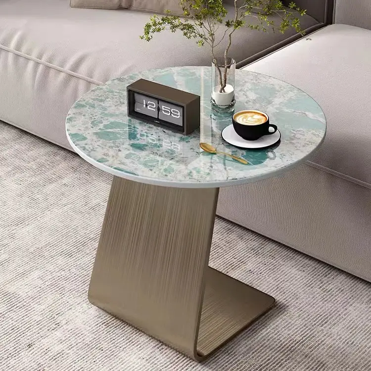 Italiaanse Design Stijl Rock Board Salontafel Licht Luxe High-End Gevoel Moderne En Eenvoudige Ronde Salontafel