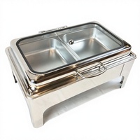 Réchaud électrique en acier inoxydable argenté 9L, réchaud à buffet, brûleur, restauration, élégant, commercial, restaurant, hôtel, OEM ODM