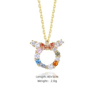 Collar celestial del <span class=keywords><strong>mes</strong></span> de nacimiento para mujer, colgante con signos del zodiaco, arco iris, CZ, plata, oro, 12, novedad - Product Image 2