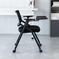 Chaise de formation ergonomique pliable, empilable, pour conférence, avec accoudoirs réglables, base en acier rembourrée, pour la maison et le bureau
