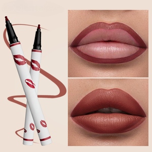 Crayon à lèvres liquide mat waterproof à base de produits chimiques 2-en-1 longue tenue anti-bavures pour le contour des lèvres, maquillage pour femmes - Product Image 2