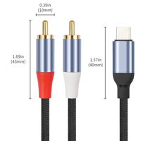Câble audio coaxial 1M 2M 3M Type C vers double RCA, gaine en PVC, conducteur en cuivre pour Macbook, ordinateur portable, iPhone
