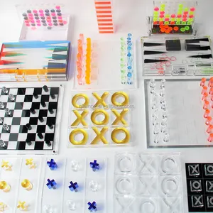 Bộ Cờ Vua Acrylic Tùy Chỉnh Trò Chơi Cờ Bàn Cờ Khối Xếp Hình Cờ Vua Sang Trọng Backgammon Tic Tac Toe