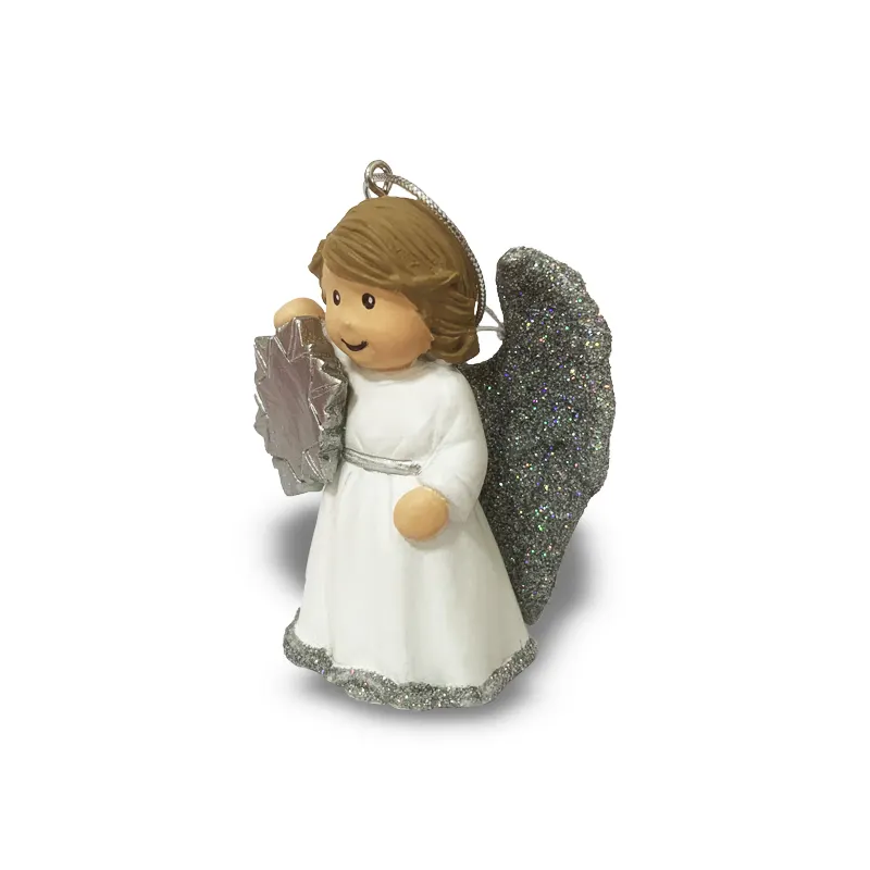 Adornos de Navidad, hada de Ángel pequeña con ala ostentosa, artesanía de resina, puede DIY, logotipo con nombre OEM