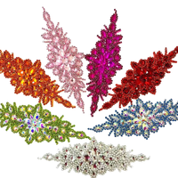 Applique en strass multicolore en forme de chaîne de verre à dos plat, à coudre ou à coller, pour robe de danse et vêtements de festival