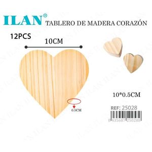 Tavola di Legno a Forma di Cuore Ilan 10x0,5 Cm per Decorazioni Artigianali, Confezione da 12 Pezzi - Product Image 3