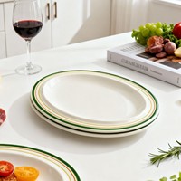 Assiette ovale large au design moderne, en céramique pour usage quotidien, en mélamine multi-usages pour les fêtes
