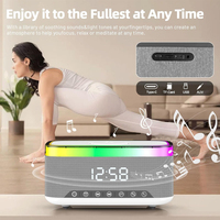 Enceinte Bluetooth personnalisée SL avec chargeur sans fil, horloge numérique, affichage LED, station de charge Qi 15W pour la maison, la table de chevet et les voyages