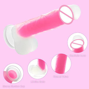 Pene seguro de silicona realista para hombres, consolador de 8 pulgadas que brilla en la oscuridad con ventosa fuerte, Juguetes sexuales para adultos para mujeres, hombres, parejas - Product Image 2