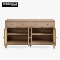 Aparador de Madera Maciza de Roble Hecho a Mano, Estilo Vintage, Cómoda con Cajones para Dormitorio, Gabinete de Almacenamiento de Ratán Natural para Baño, Entrada o Recibidor