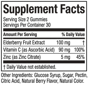 Gummies de sureau OEM ODM avec vitamine C et zinc, 60 unités, fournisseur en gros sous marque privée - Product Image 2